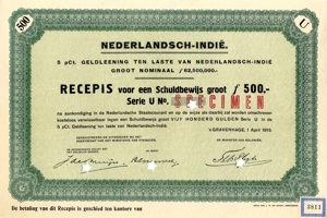 Nederlandsch-Indie, 5% lening 1915, Recepis voor een schuldbewijs, Serie U, 500 Gulden, 1 April 1915, SPECIMEN