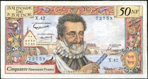 France, P143, Fayette 58.4, 50 Nouveaux Francs 5.11.1959